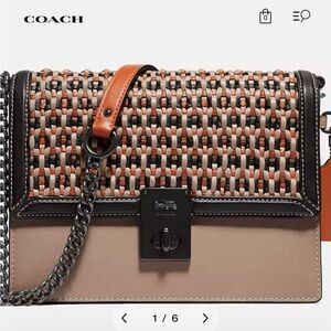 Coach Hutton Shoulder Bag With Weaving.